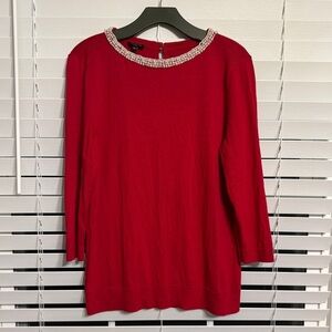 #3) Talbots  Beads detail neck line classic sweater size LP